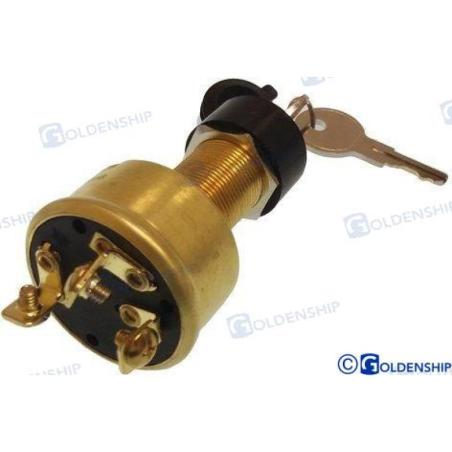 IGNITION STARTER SWITCH BRASS 3T-3POS W/