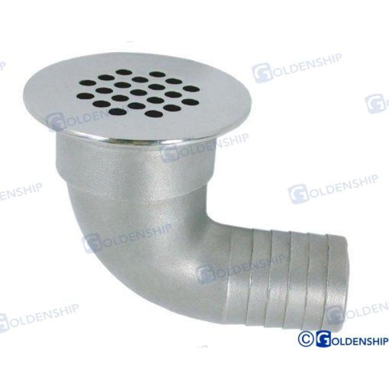 DRAIN GRATE W/BARB ADAPTER 90º 1-1/2""