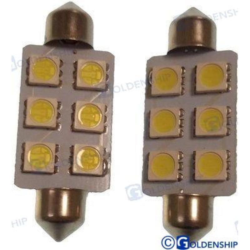 BULB FESTOON 6LED 1,3W 10/30V (2) ice Wh