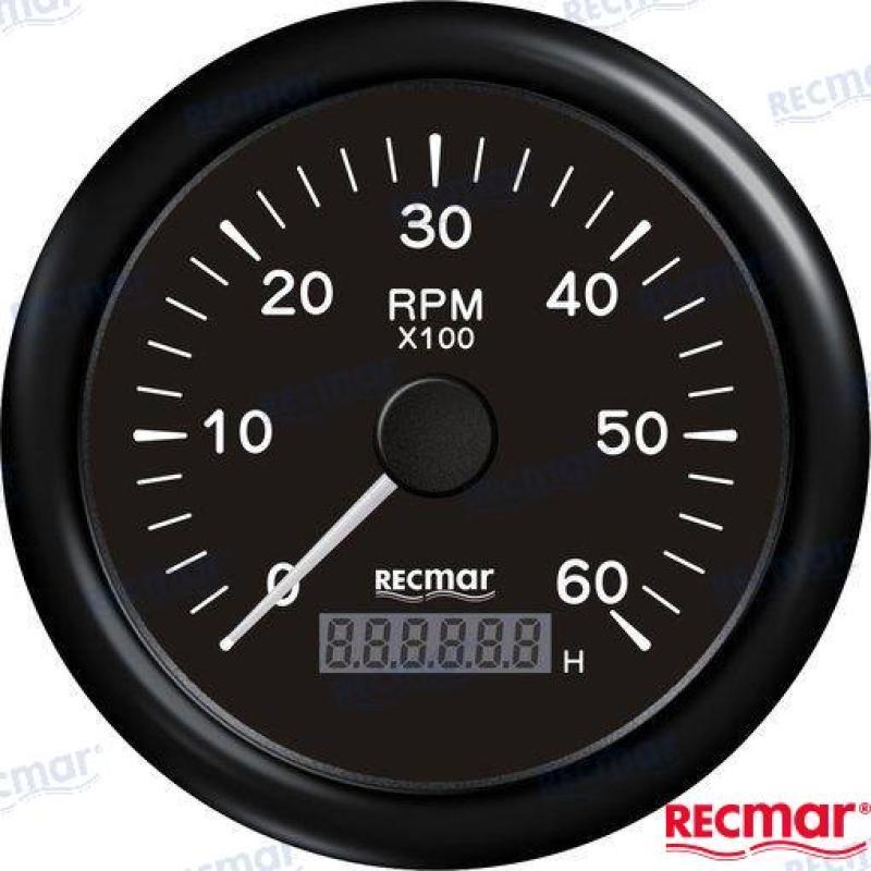 TACHOMETER 1.0/10.0 - 0/6000 RPM BLACK