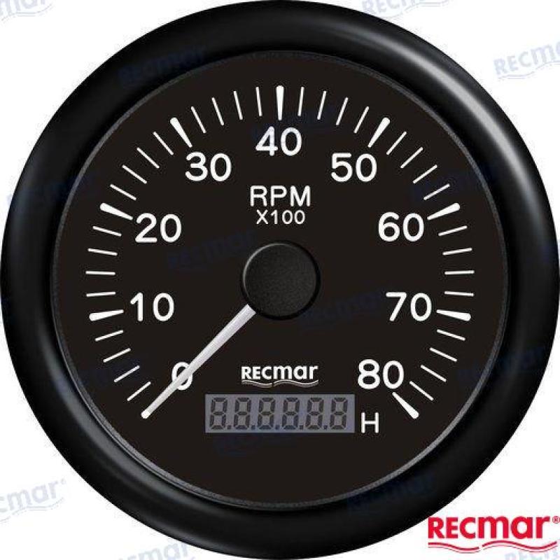 TACHOMETER 1.0/10.0 - 0/8000 RPM BLACK