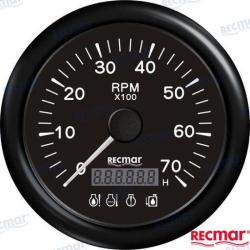 TACHOMETER W/4 LED ALARM 0/7000RPM BLACK