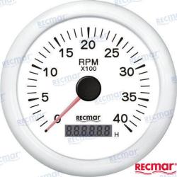 TACHOMETER 1.0/10.0 - 0/4000 RPM WHITE