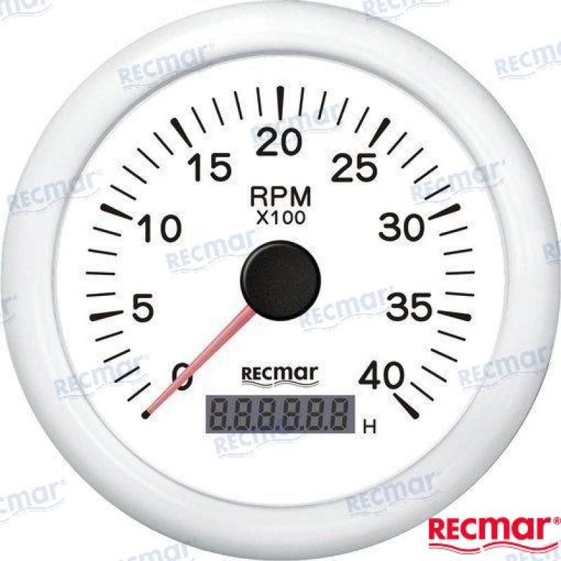 TACHOMETER 1.0/10.0 - 0/4000 RPM WHITE