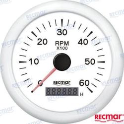 TACHOMETER 1.0/10.0 - 0/6000 RPM WHITE